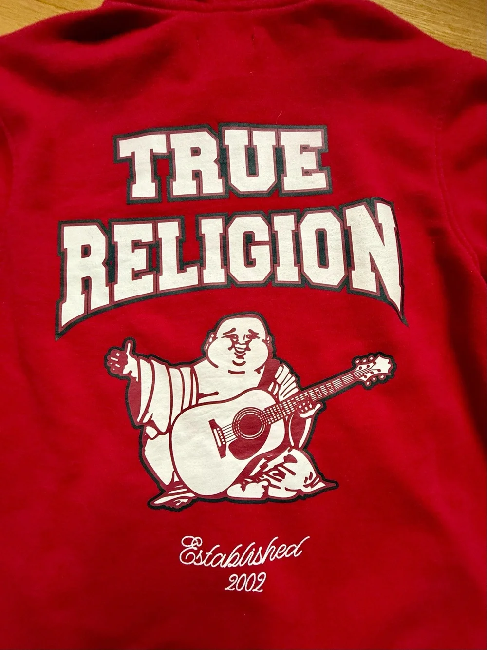 True Religion Red Graphic Hoodie with White Logo